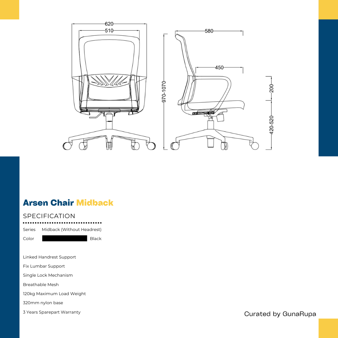 ARSEN CHAIR MIDBACK BLACK