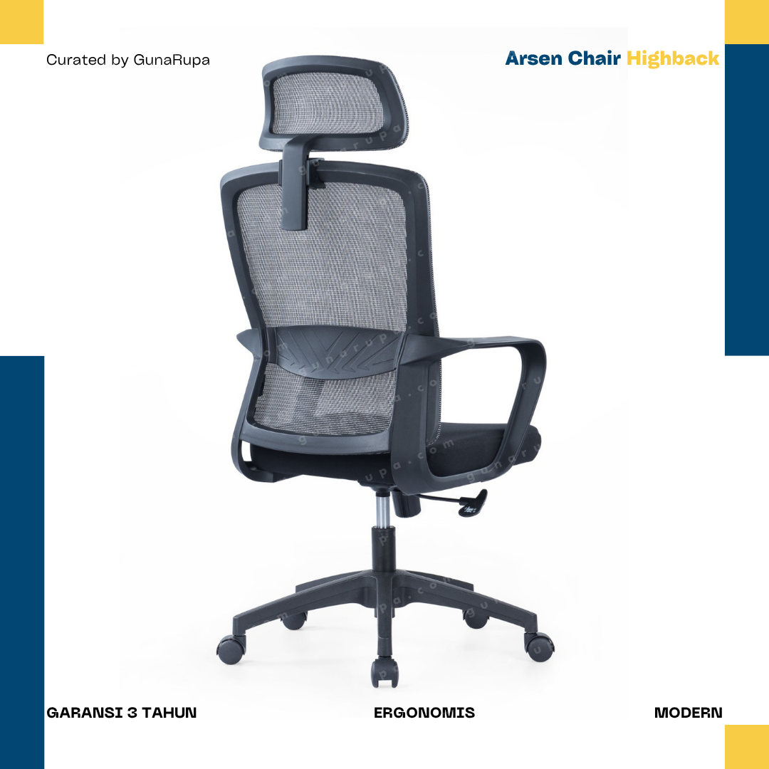 ARSEN CHAIR HIGHBACK BLACK (WITH HEADREST)