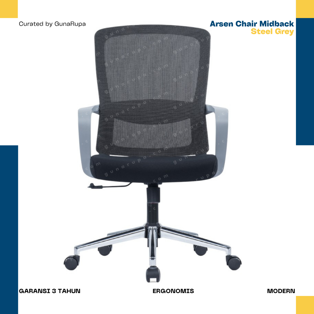 ARSEN CHAIR MIDBACK GREY STEEL SERIES