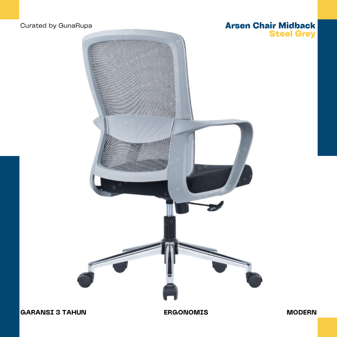 ARSEN CHAIR MIDBACK GREY STEEL SERIES