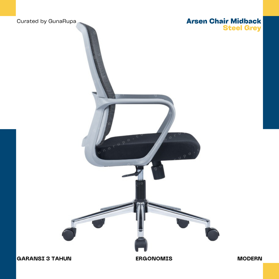ARSEN CHAIR MIDBACK GREY STEEL SERIES