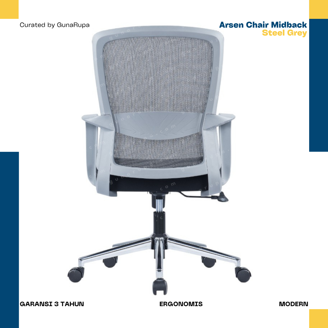 ARSEN CHAIR MIDBACK GREY STEEL SERIES