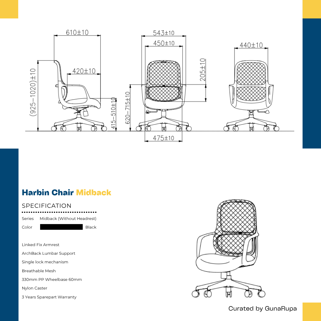HARBIN CHAIR MIDBACK BLACK
