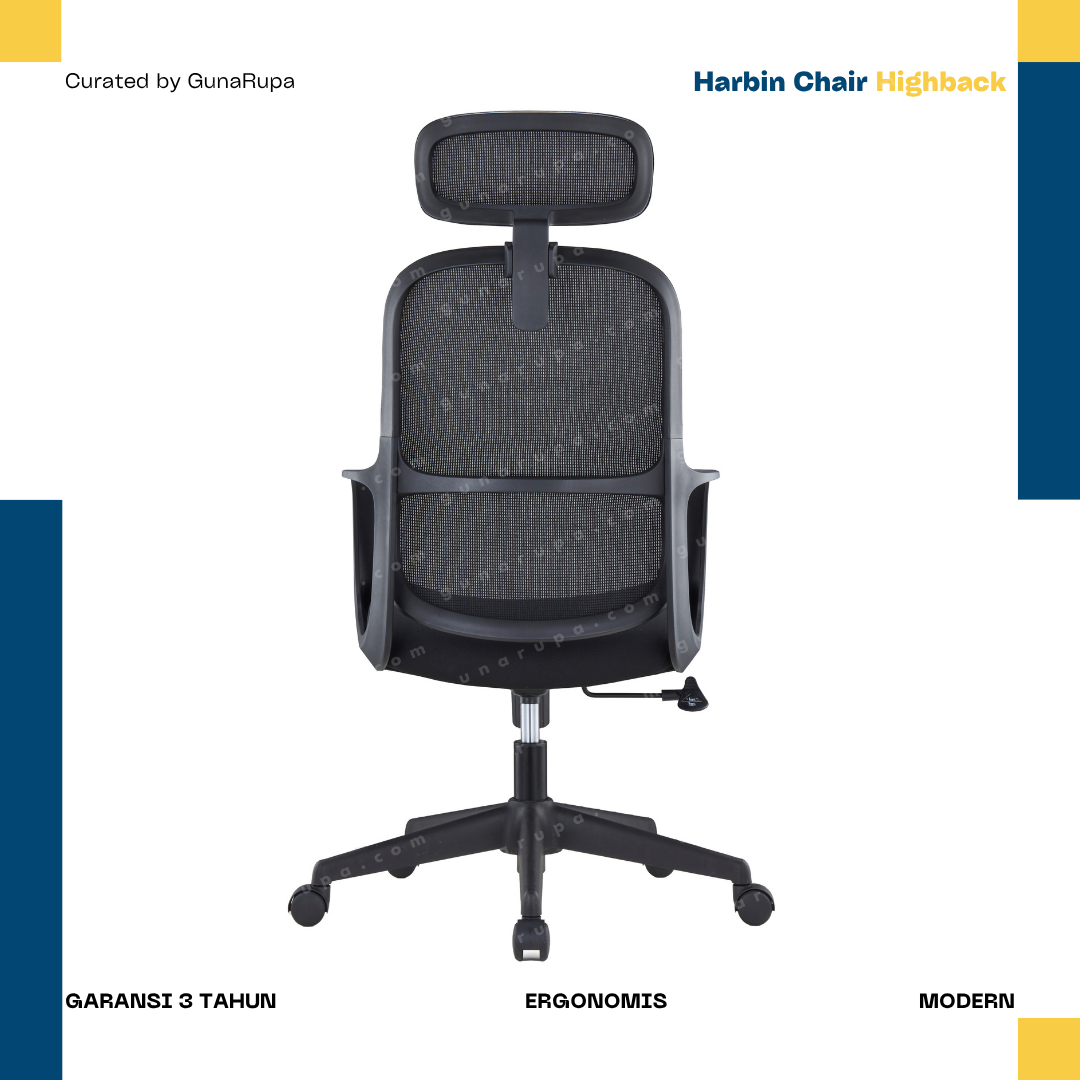 HARBIN CHAIR HIGHBACK BLACK (WITH HEADREST)