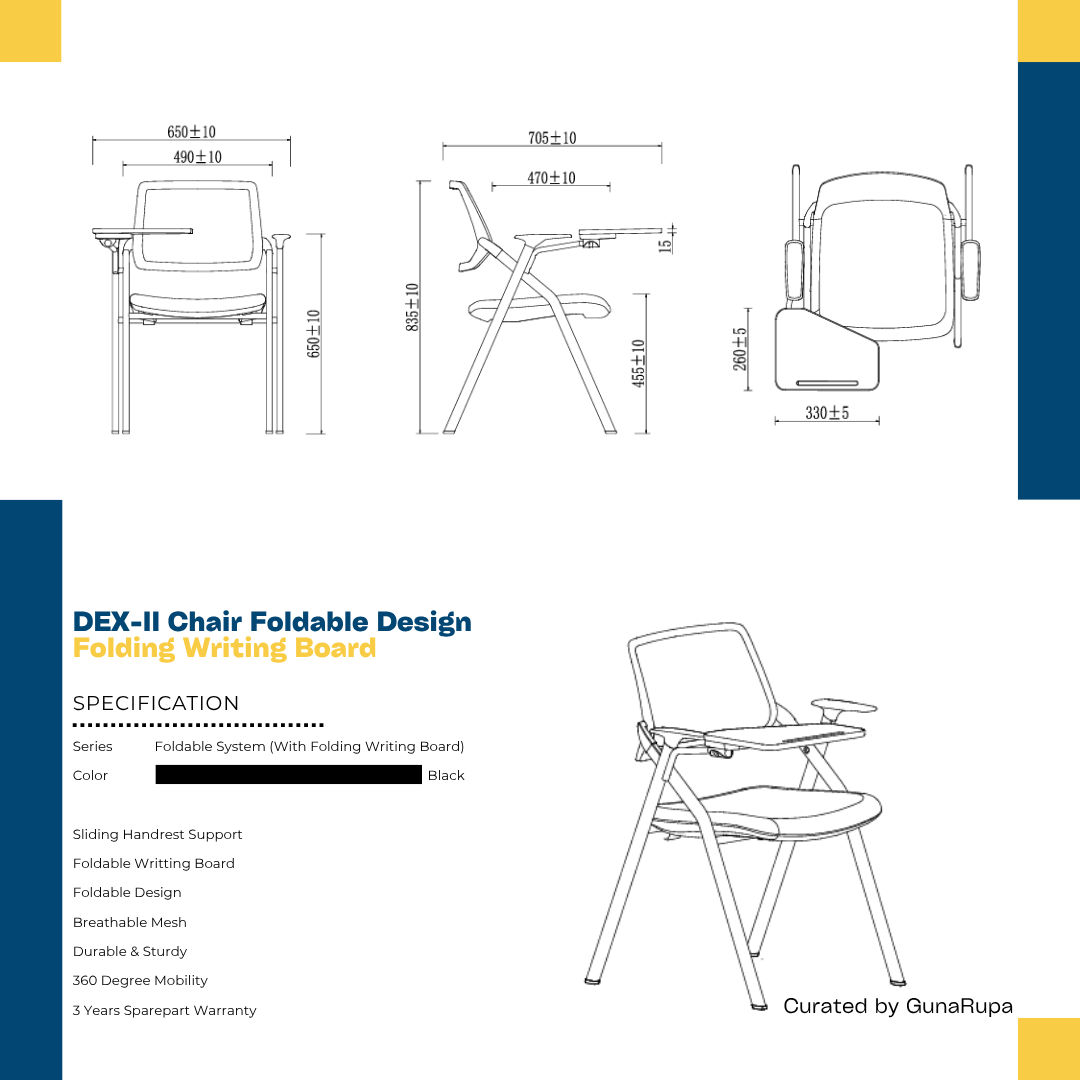 DEX-II CHAIR (WITH FOLDABLE WRITING BOARD)